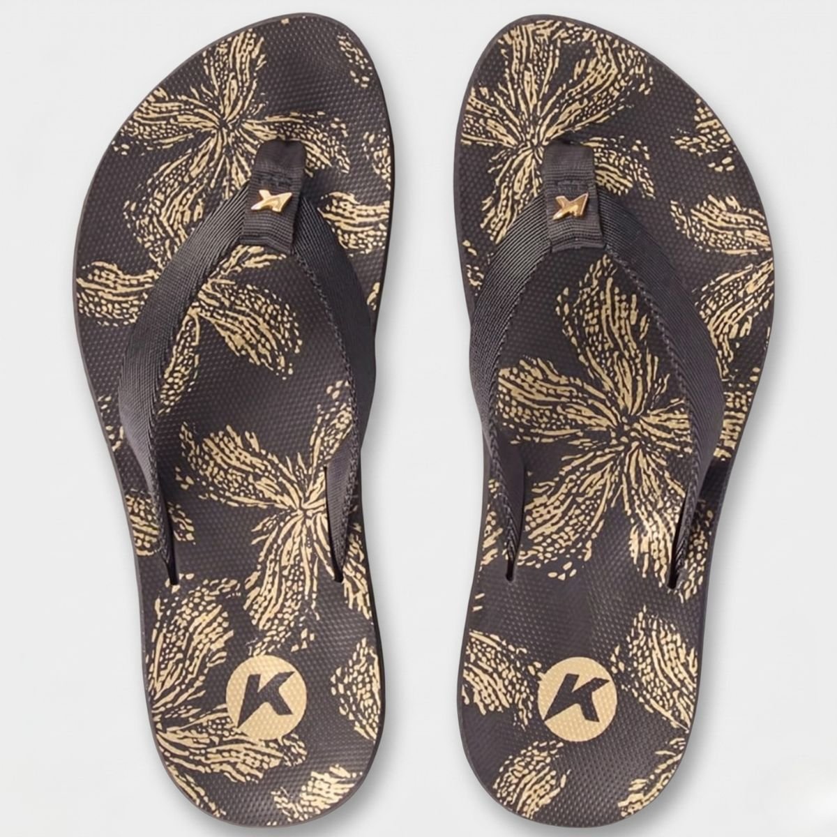 Chinelo Kenner Kyra Slim Estampada Feminino - Preto Cinza 2