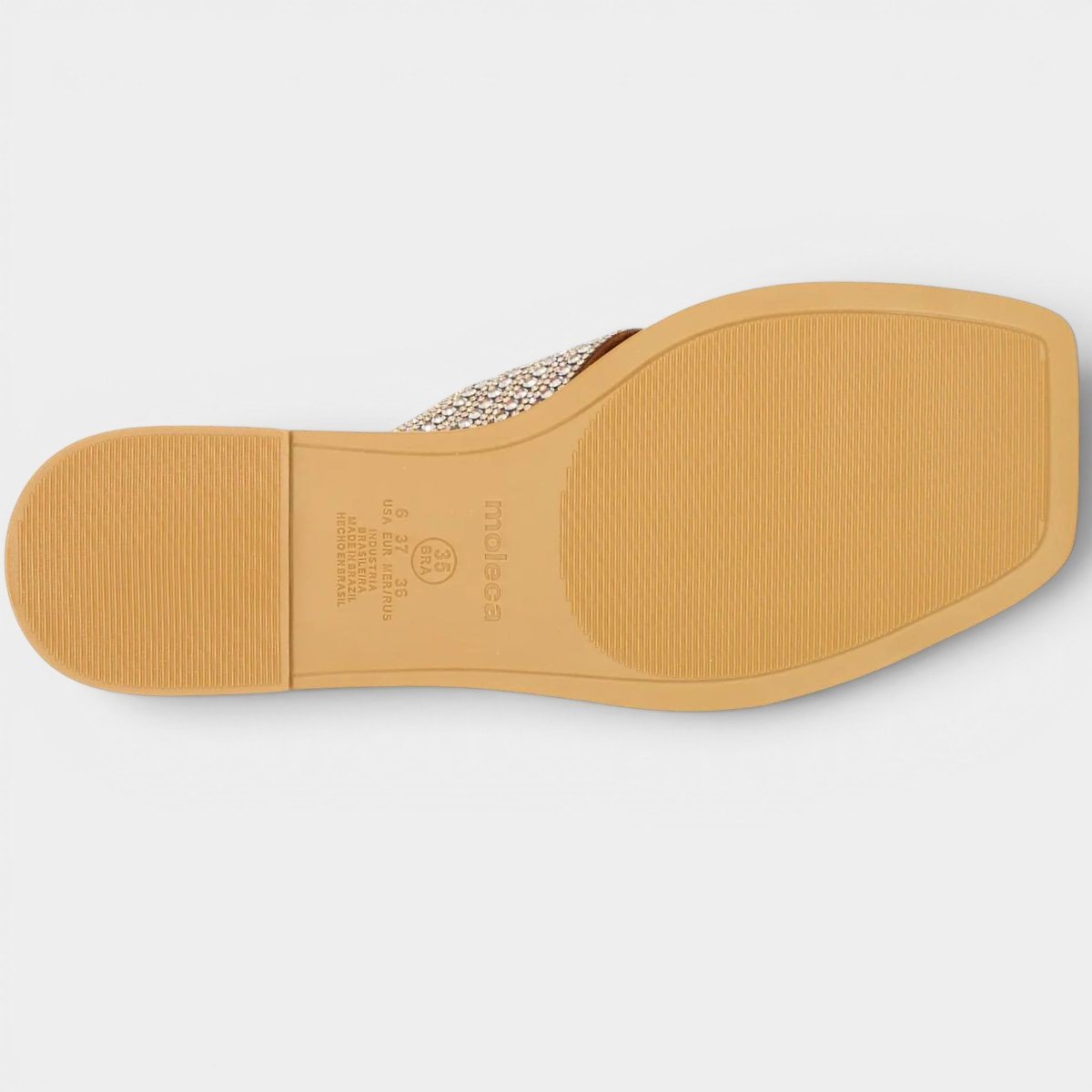 Rasteira Moleca Tira Strass Casual Feminina - Marrom Cinza 5