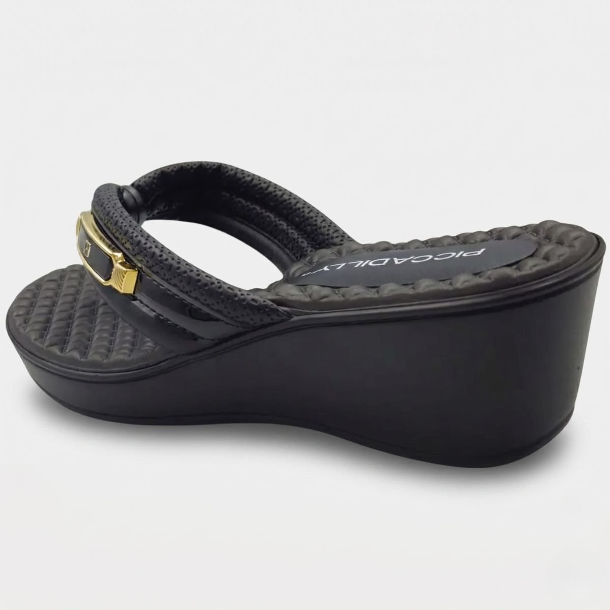 Chinelo Anabela Piccadilly Detalhe Conforto Napa Soft - Preto Preto 4