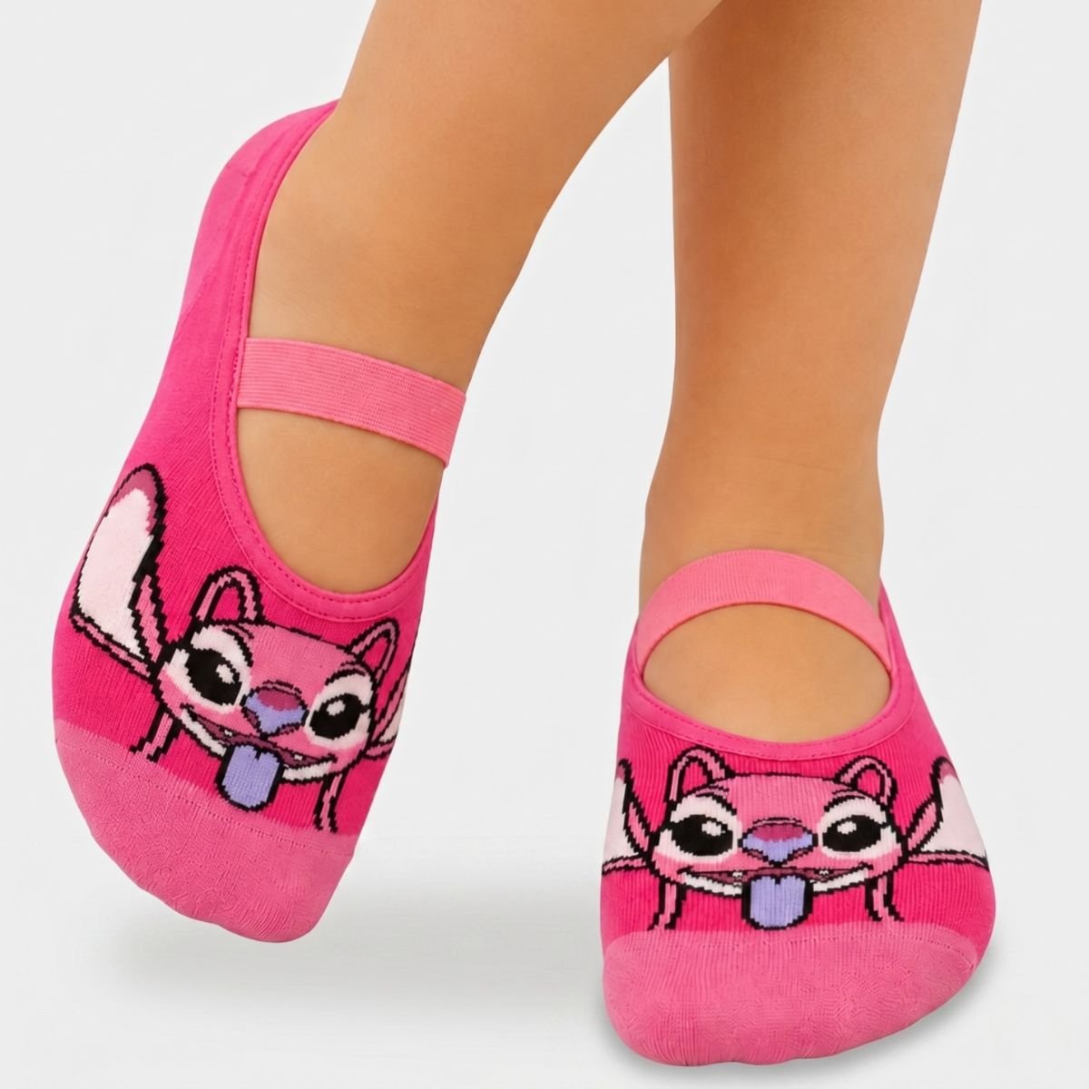 Meia Sapatilha Infantil Lupo Stitch Antiderrapante - Rosa Cinza 5