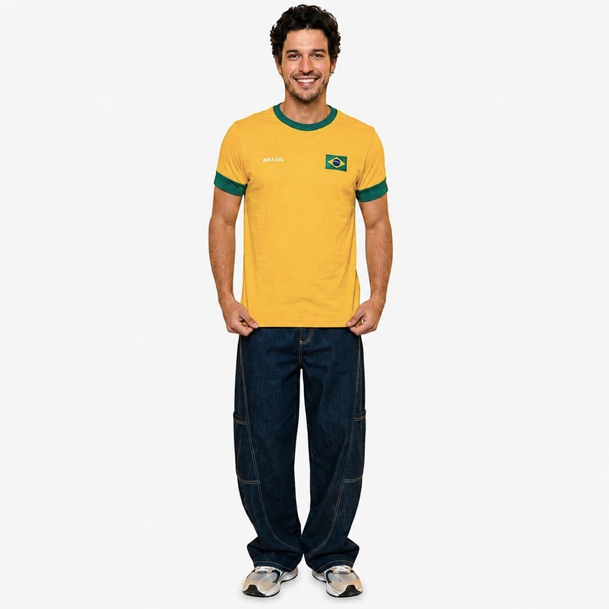 Camiseta Braziline Brasil Saga Masculina - Amarelo e Verde Cinza 2
