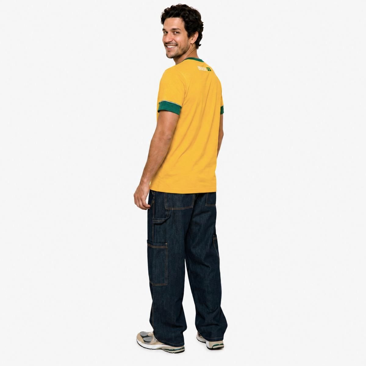 Camiseta Braziline Brasil Saga Masculina - Amarelo e Verde Cinza 3