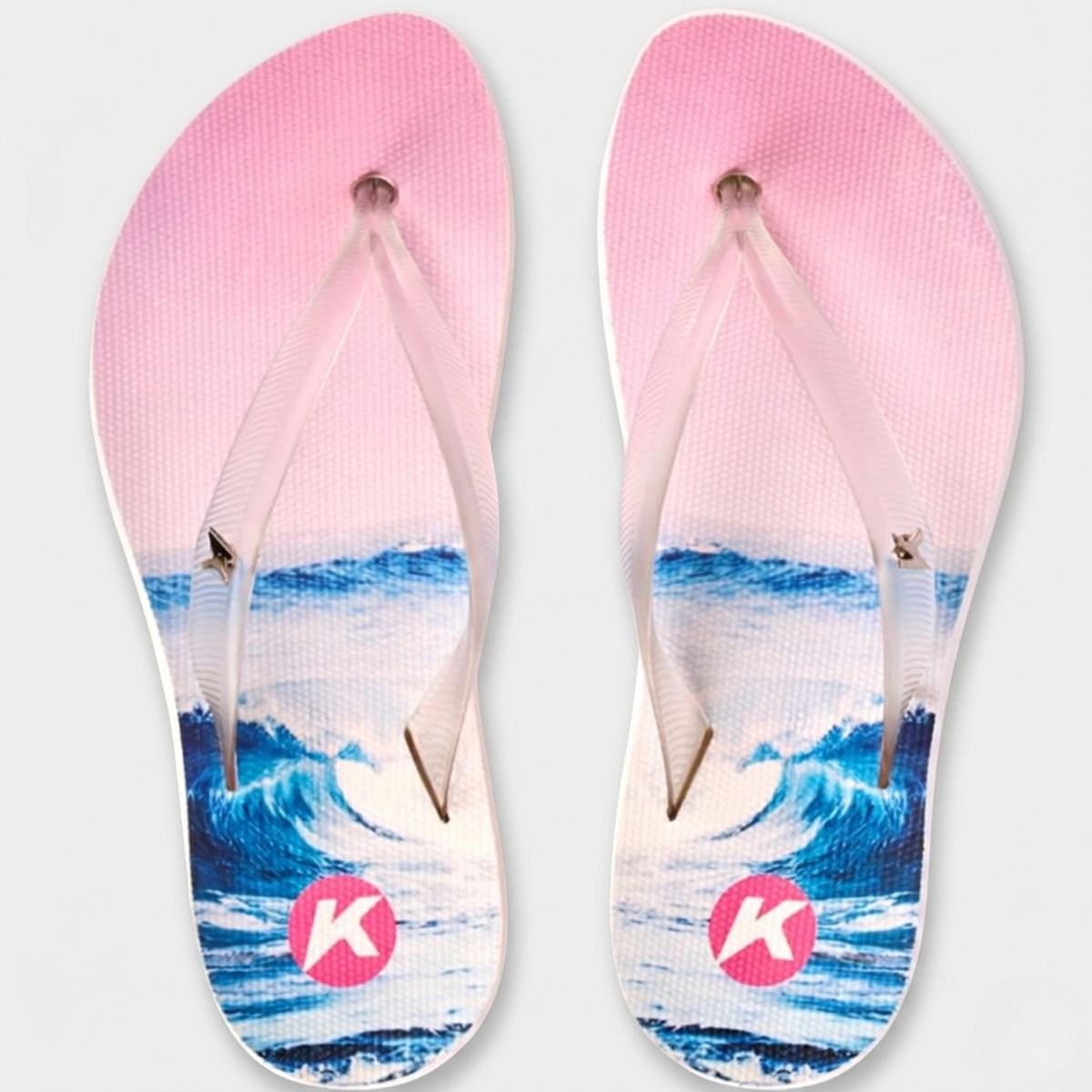 Chinelo Kenner Ibiza Wave Feminino - Rosa e Azul Cinza 2