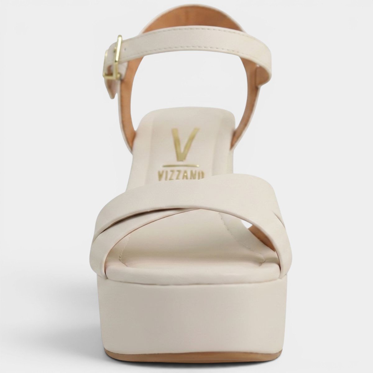 Sandália Plataforma Vizzano Salto Grosso Tiras Cruzadas Feminino - Branco Cinza 3