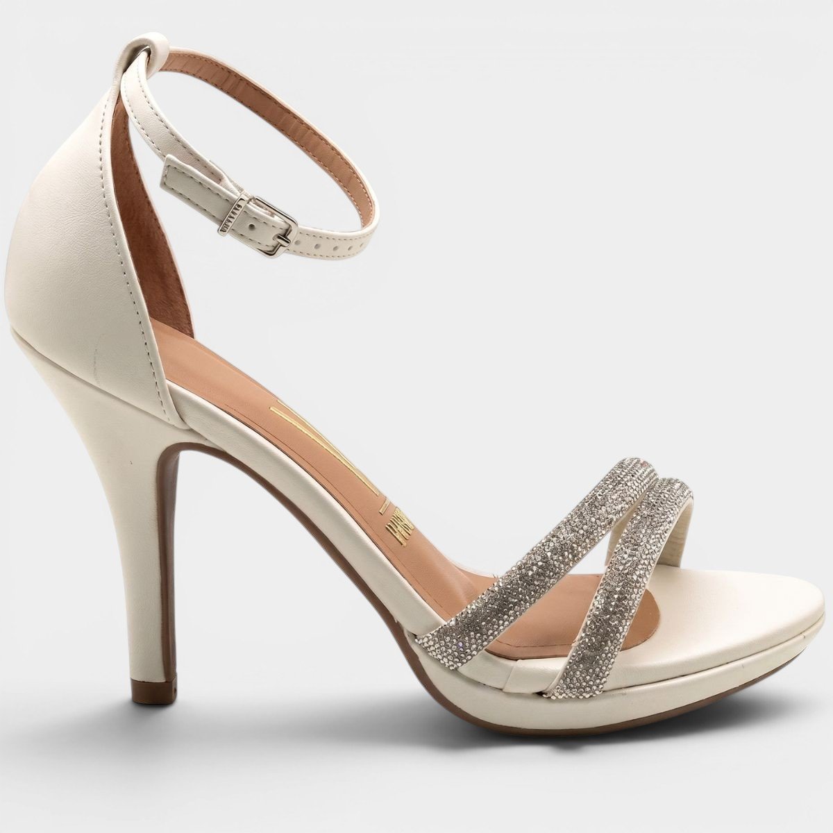 Sandália Vizzano Meia Pata Tiras Strass - Branco Cinza 2