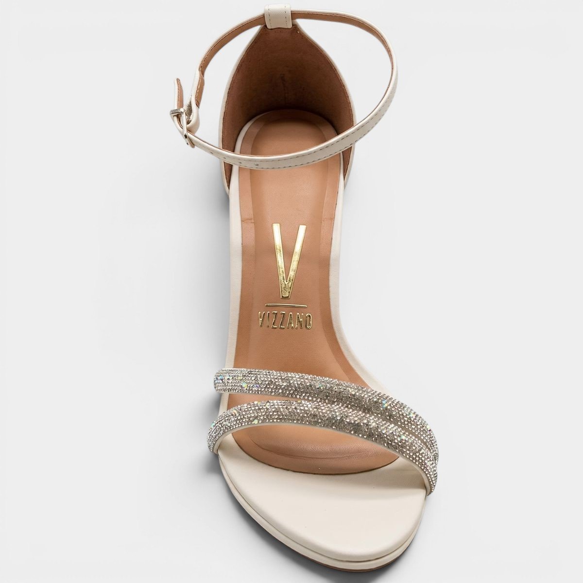 Sandália Vizzano Meia Pata Tiras Strass - Branco Cinza 3