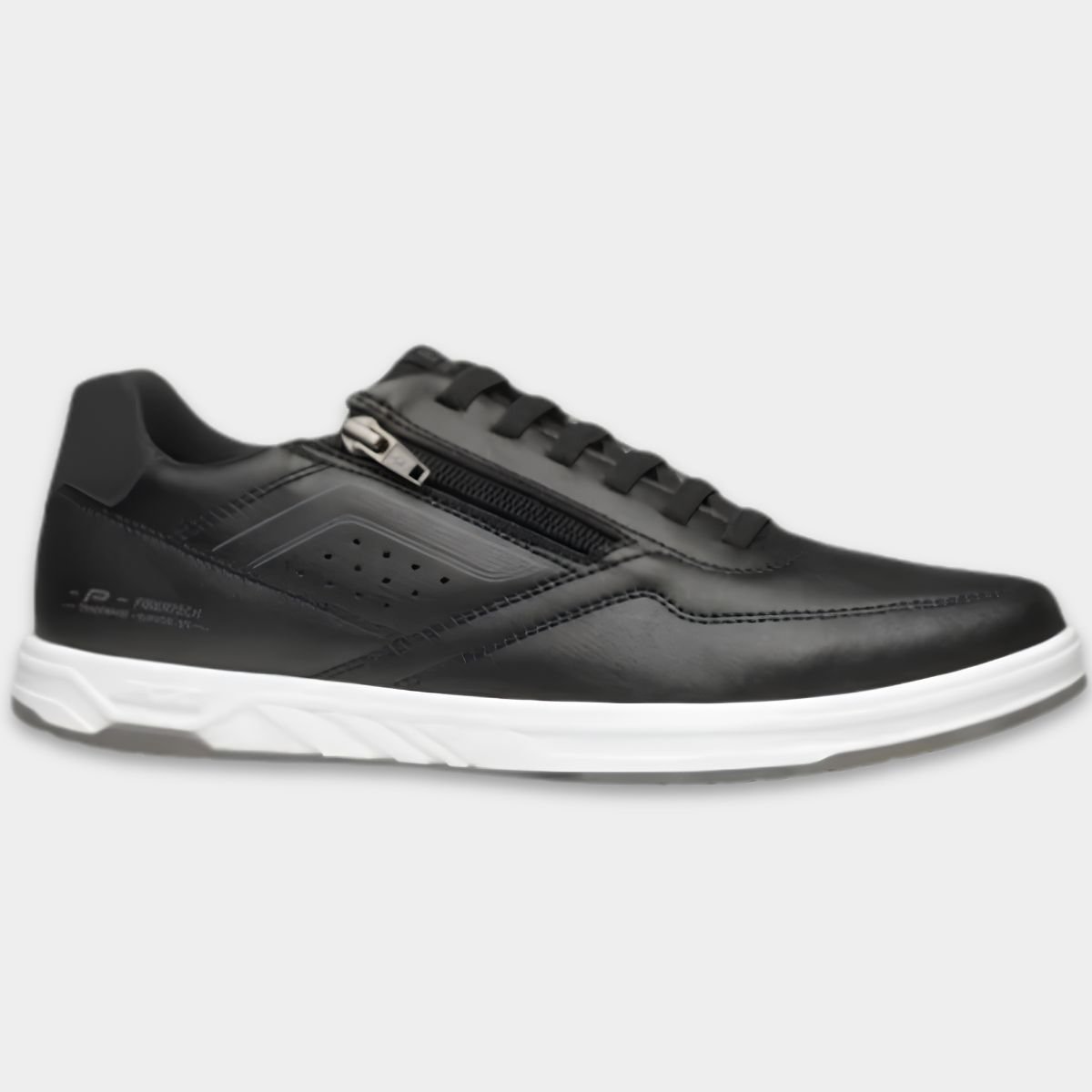 Sapatênis Pegada Microfibra Calce Fácil Zíper Lateral Masculino - Preto Cinza 2