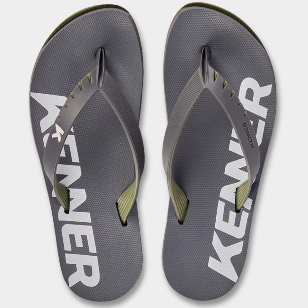Chinelo Kenner Red Masculino - Cinza e Verde Escuro Cinza 2