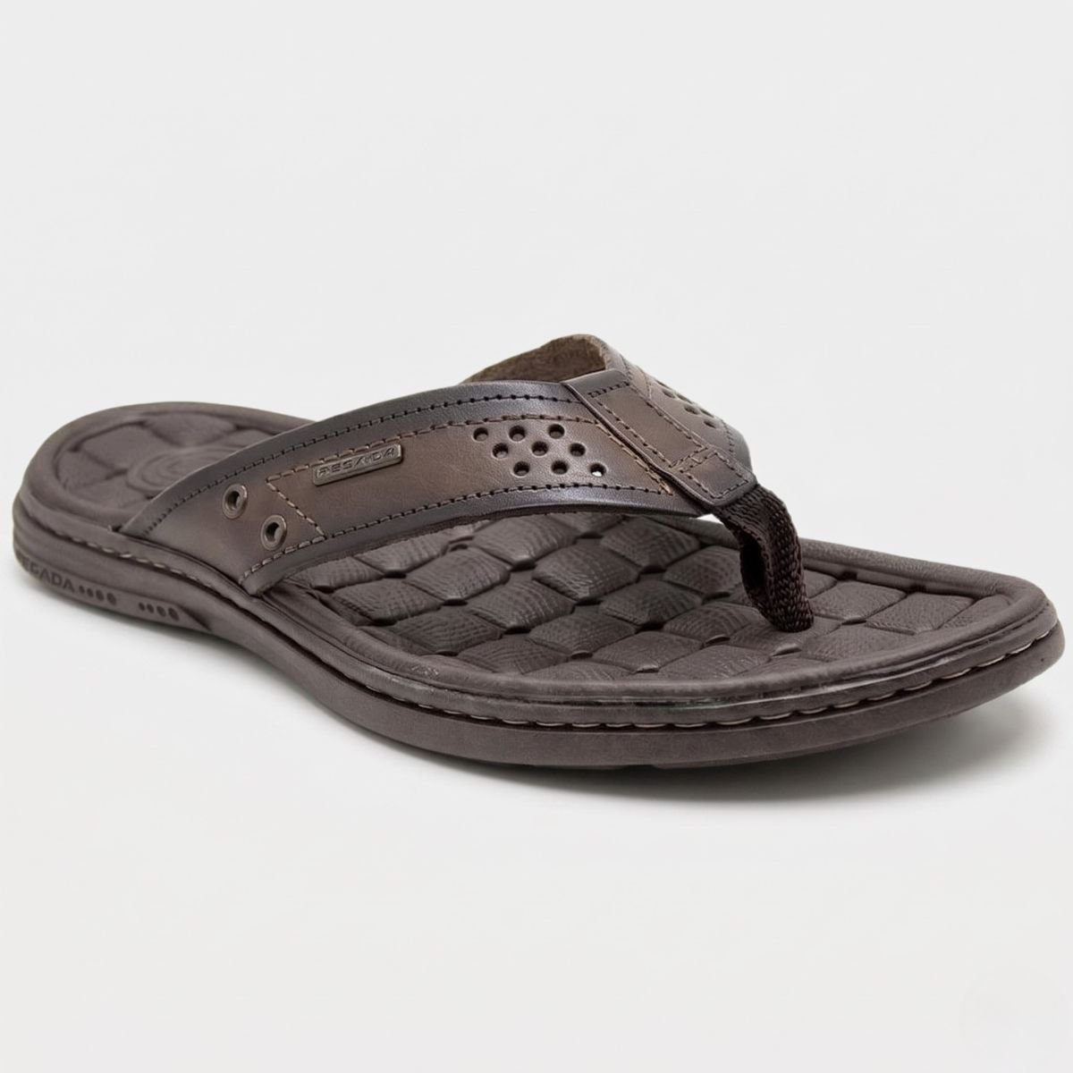 Chinelo Couro Pegada Anilina Masculino - Marrom Escuro