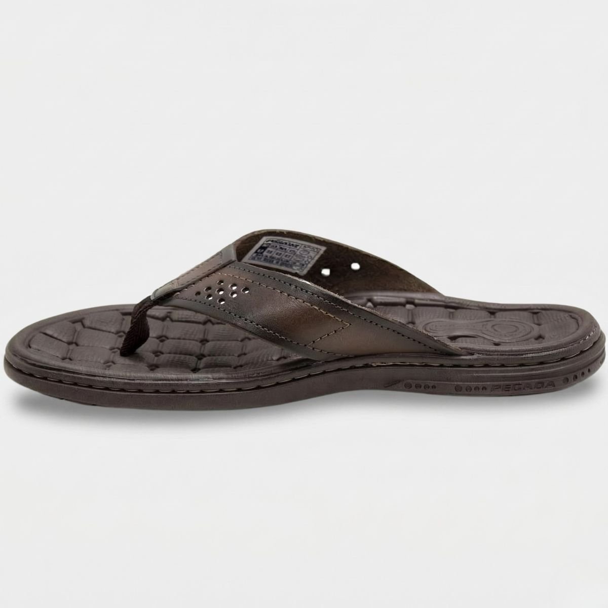 Chinelo Couro Pegada Anilina Masculino - Marrom Escuro Marrom Escuro 2