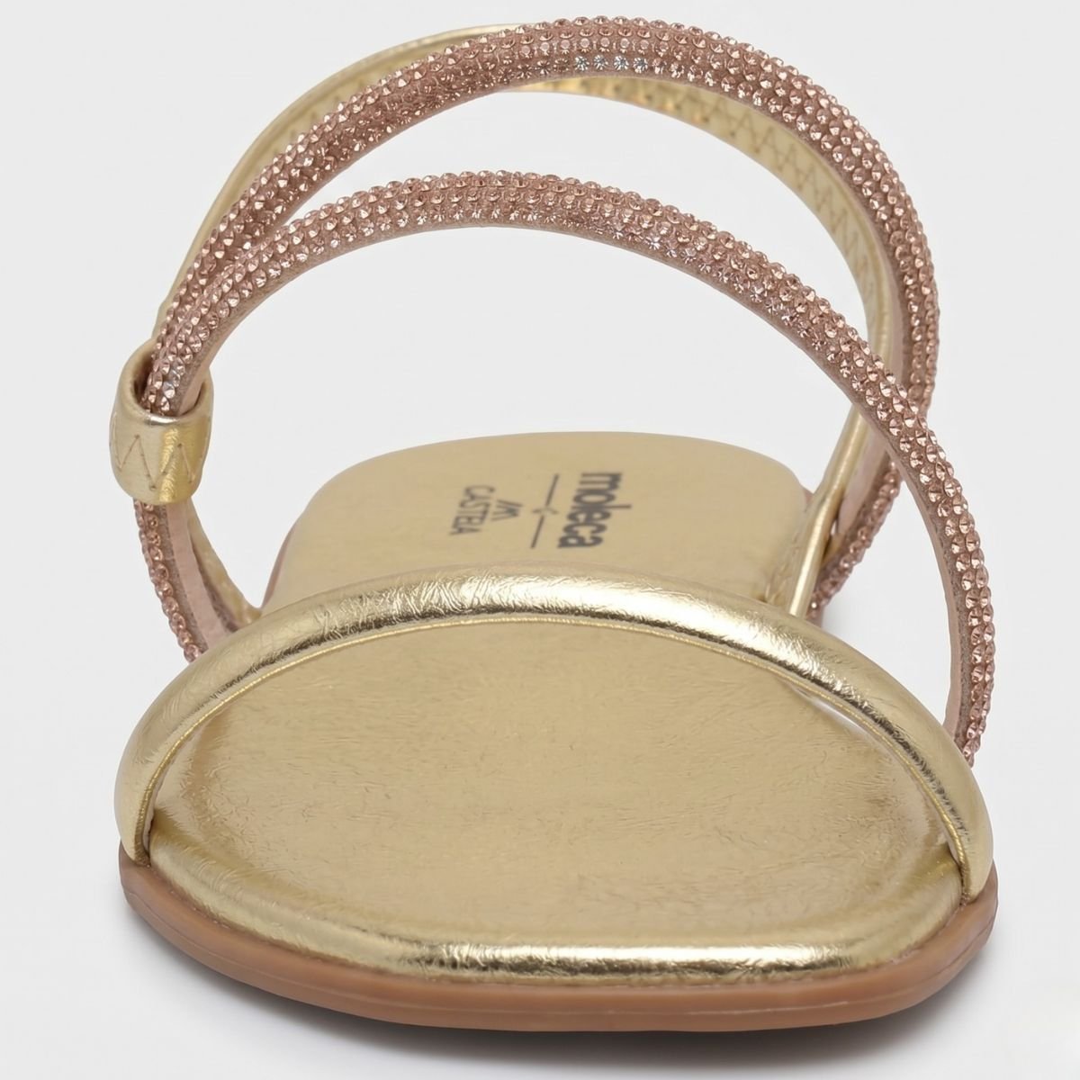 Rasteira Moleca Tira Strass Ana Castela Feminina - Dourado Cinza 3