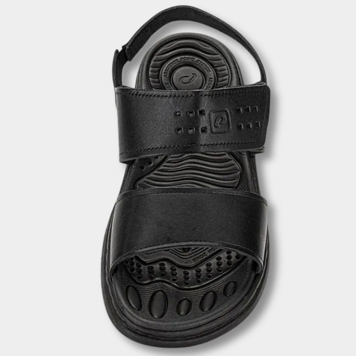 Sandália Couro Pegada Anilina Tiras Autocolantes Masculina - Preto Cinza 3