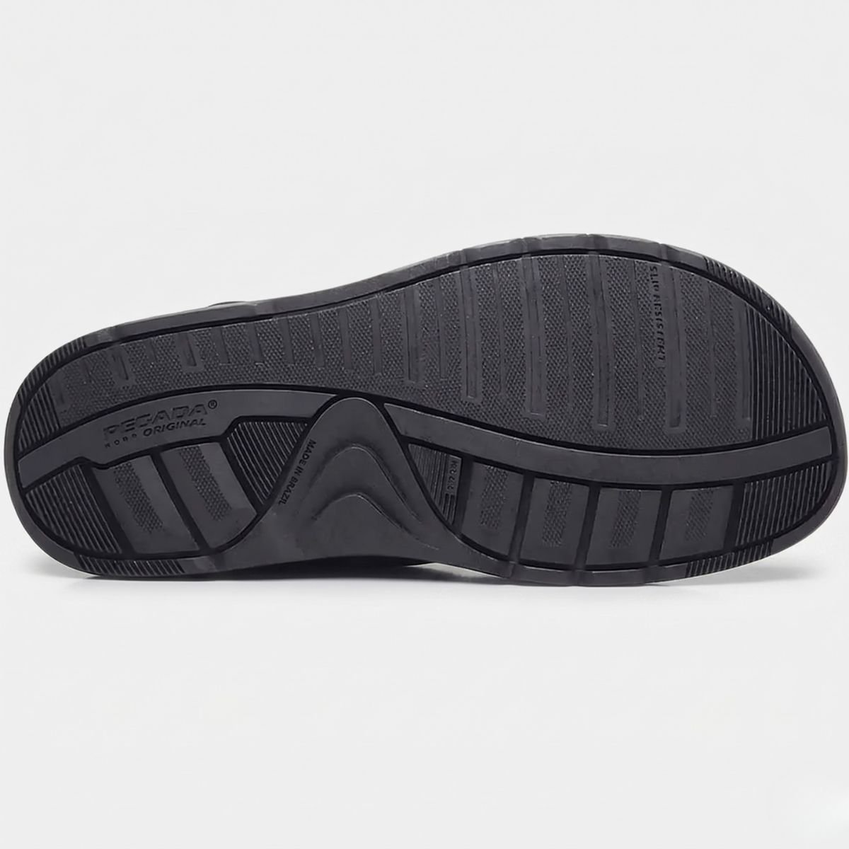 Sandália Couro Pegada Anilina Tiras Autocolantes Masculina - Preto Cinza 5