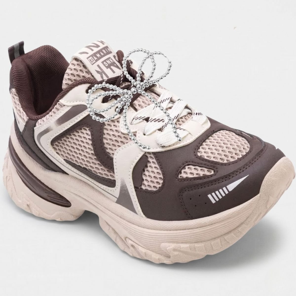 Tênis Ramarim Chunky Kyoto Feminino - Branco e Marrom Escuro