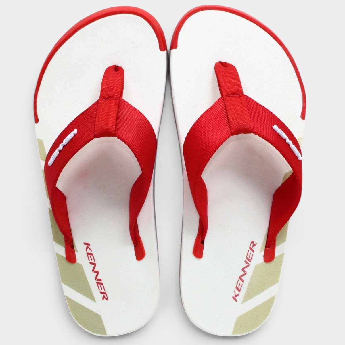 Chinelo Kenner Kick S Up Masculino - Branco e Vermelho Cinza 2