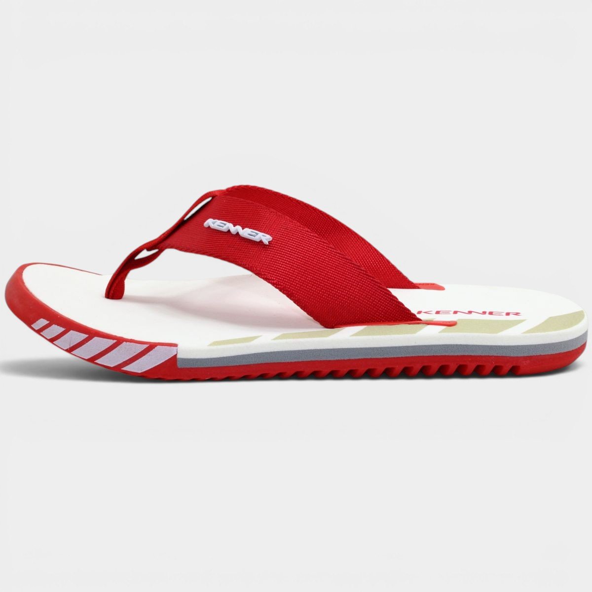 Chinelo Kenner Kick S Up Masculino - Branco e Vermelho Cinza 3