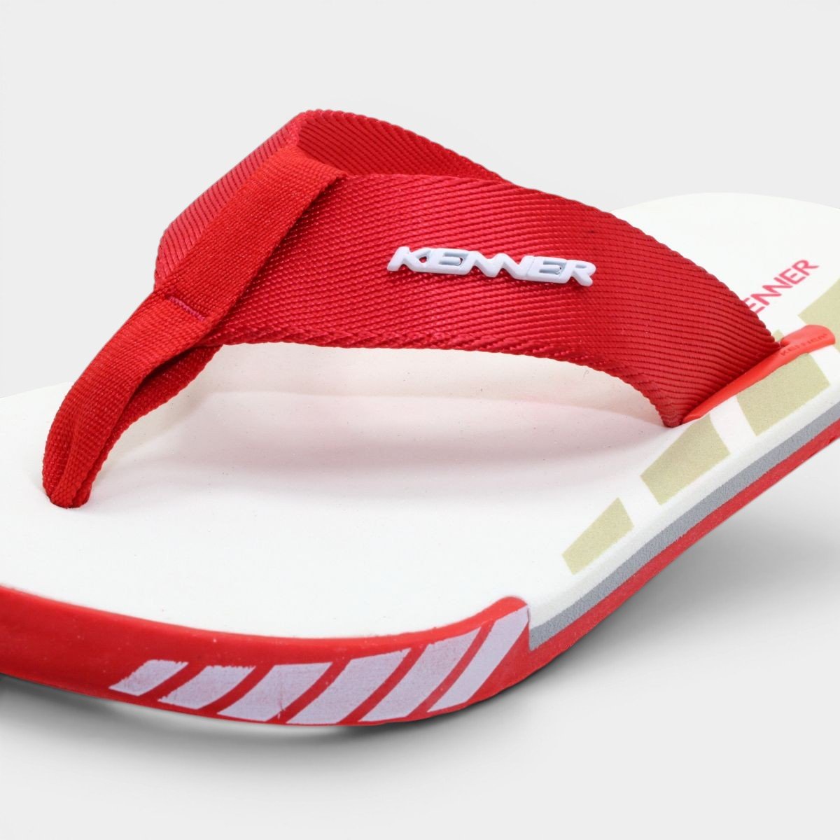 Chinelo Kenner Kick S Up Masculino - Branco e Vermelho Cinza 4