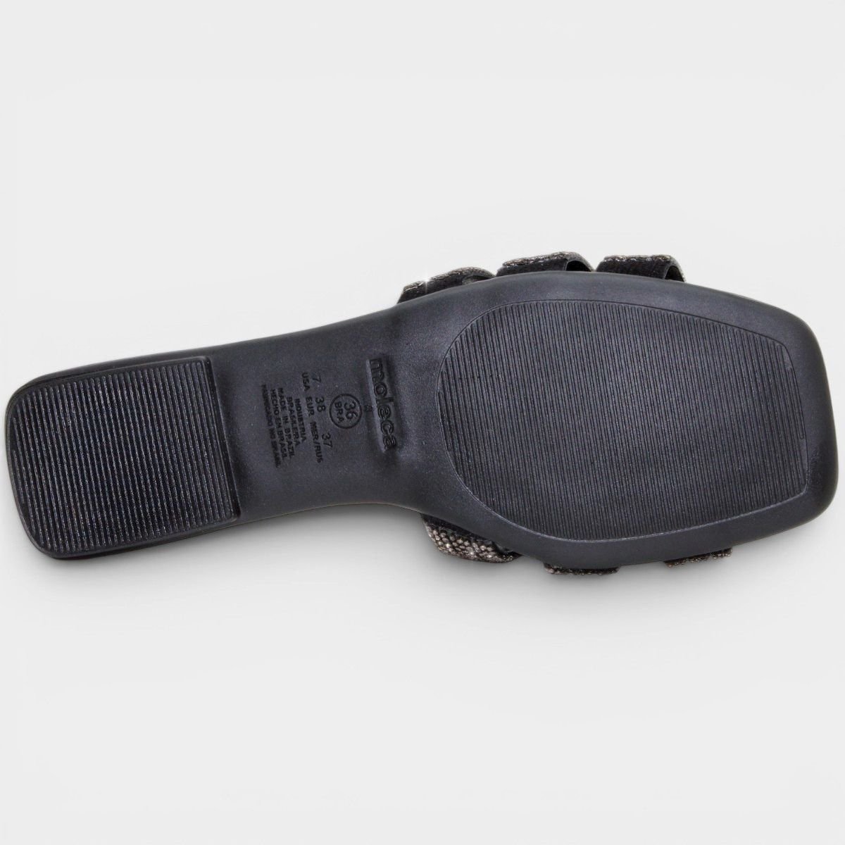 Rasteira Moleca Tiras Strass Ana Castela Feminina - Preto Cinza 5