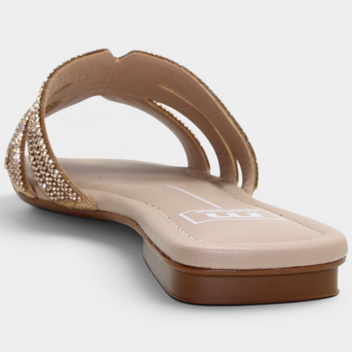 Rasteira Moleca Tiras Strass Ana Castela Feminina - Bege Cinza 4