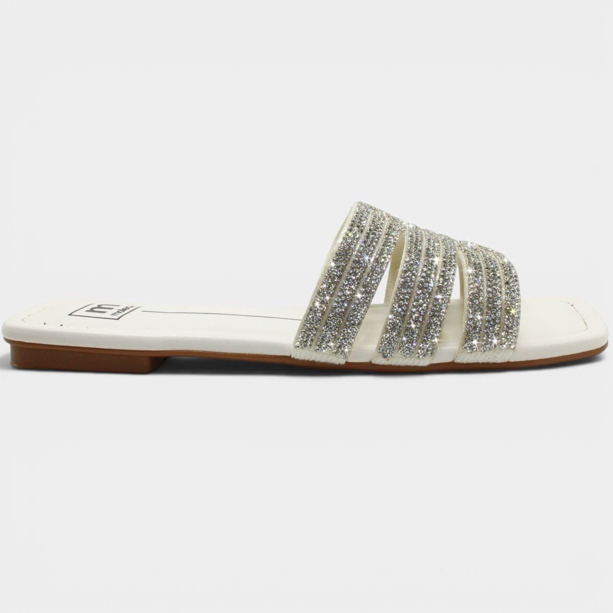 Rasteira Moleca Tiras Strass Ana Castela Feminina - Off White Cinza 2