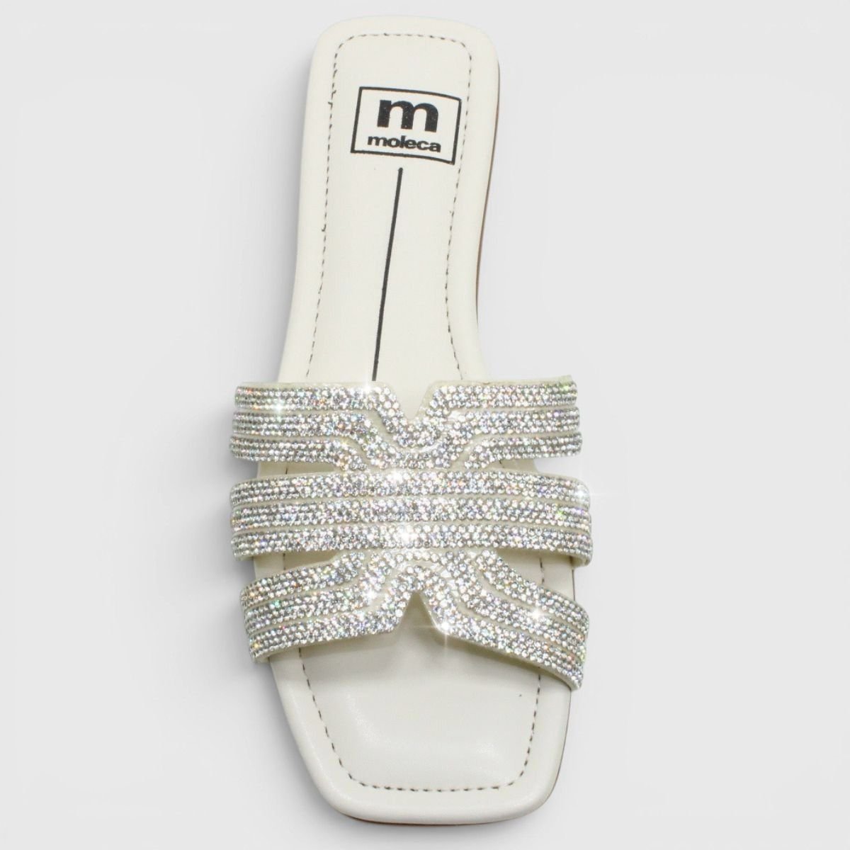 Rasteira Moleca Tiras Strass Ana Castela Feminina - Off White Cinza 3