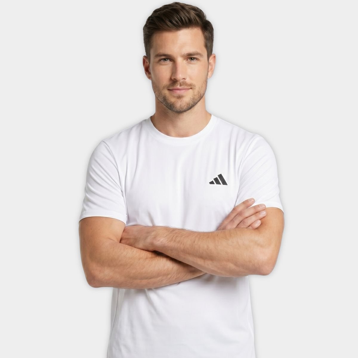 Camiseta Adidas Workout Essentials Base Masculina - Branco Cinza 2