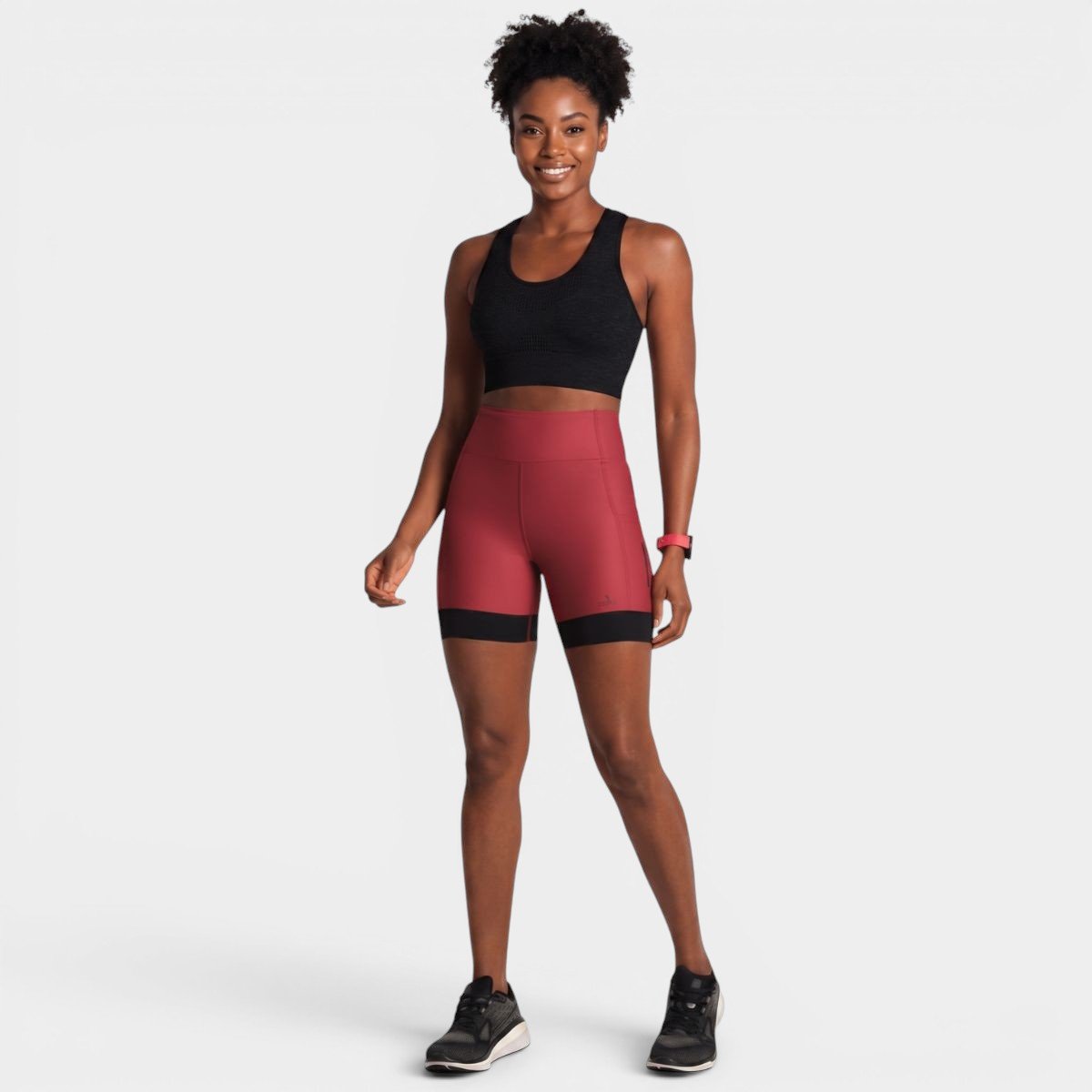Bermuda Lupo LSport Run 7 Pocket Feminina - Vermelho e Preto Cinza 1