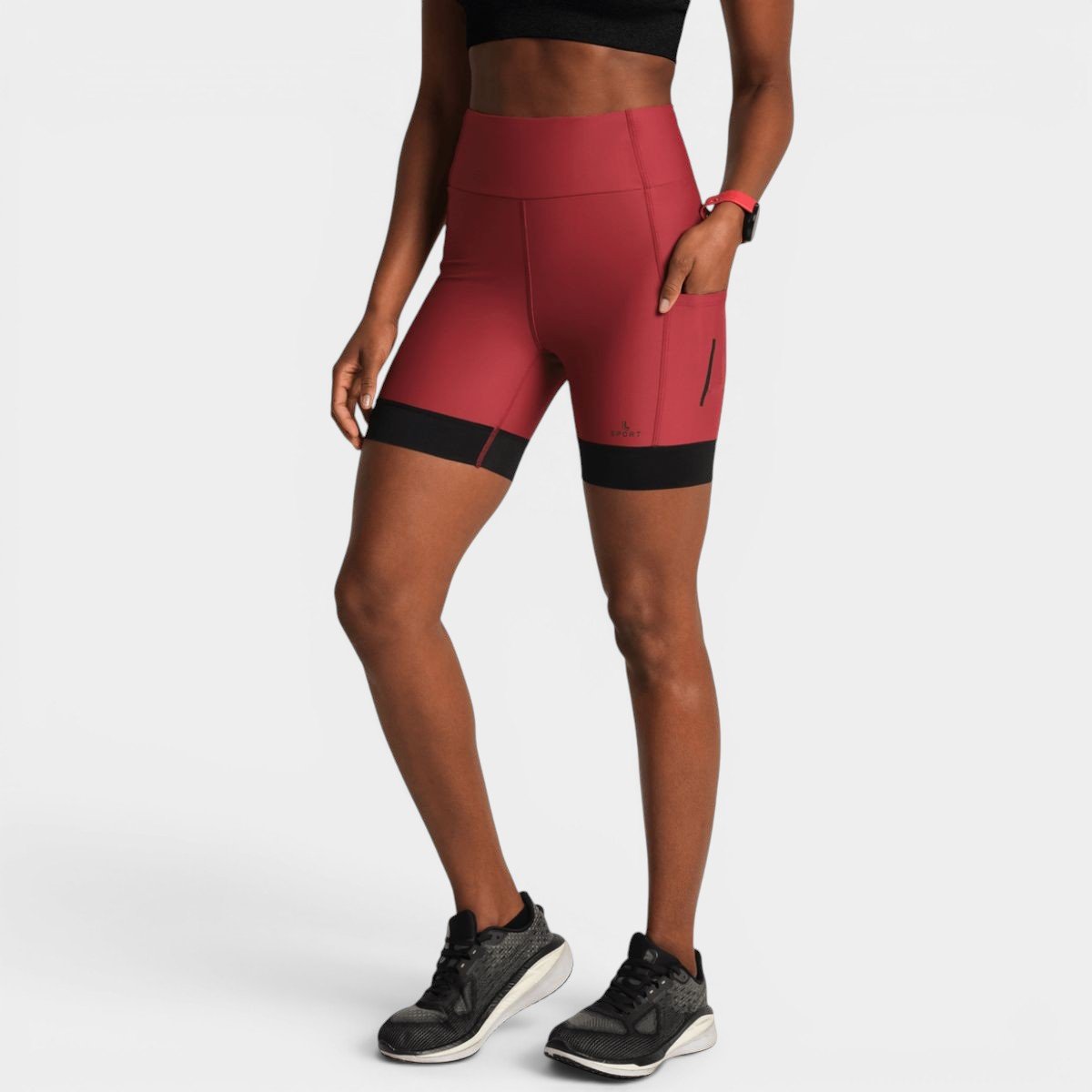 Bermuda Lupo LSport Run 7 Pocket Feminina - Vermelho e Preto Cinza 2