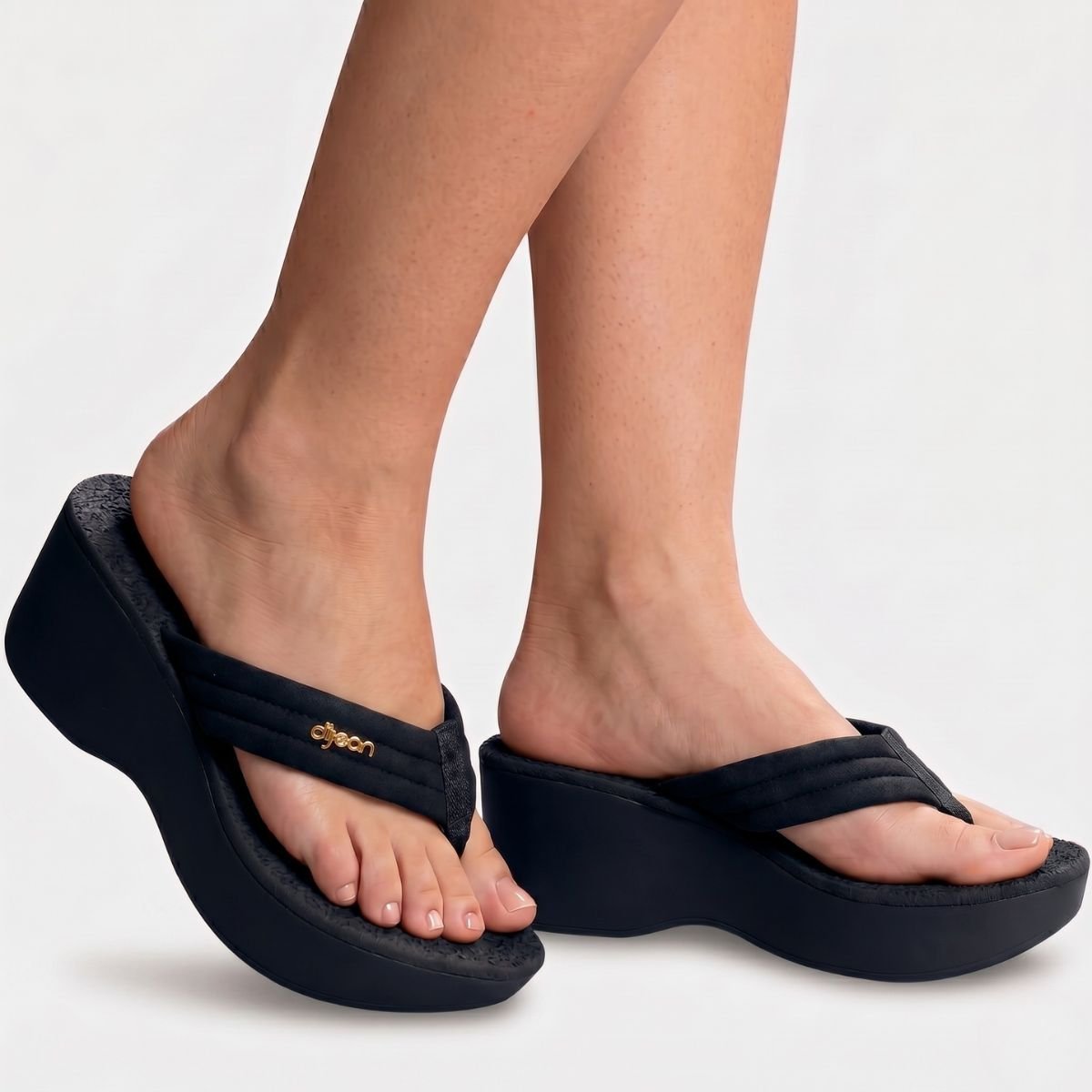 Tamanco Anabela Dijean Plataforma Feminino - Preto Preto 5