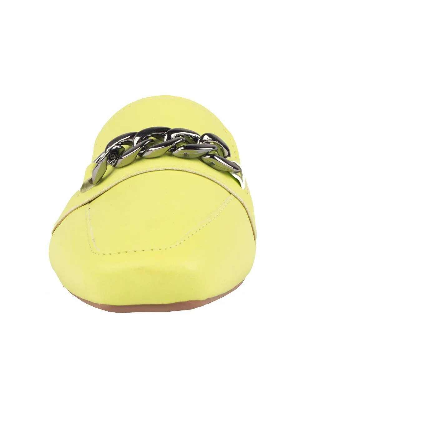 Sandália Mule Branca com Detalhe Corrente Super Confortável Amarelo 2