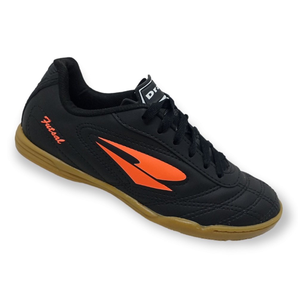 Chuteira Futsal Dray Ref. 802 Preto/Laranja Preto 1