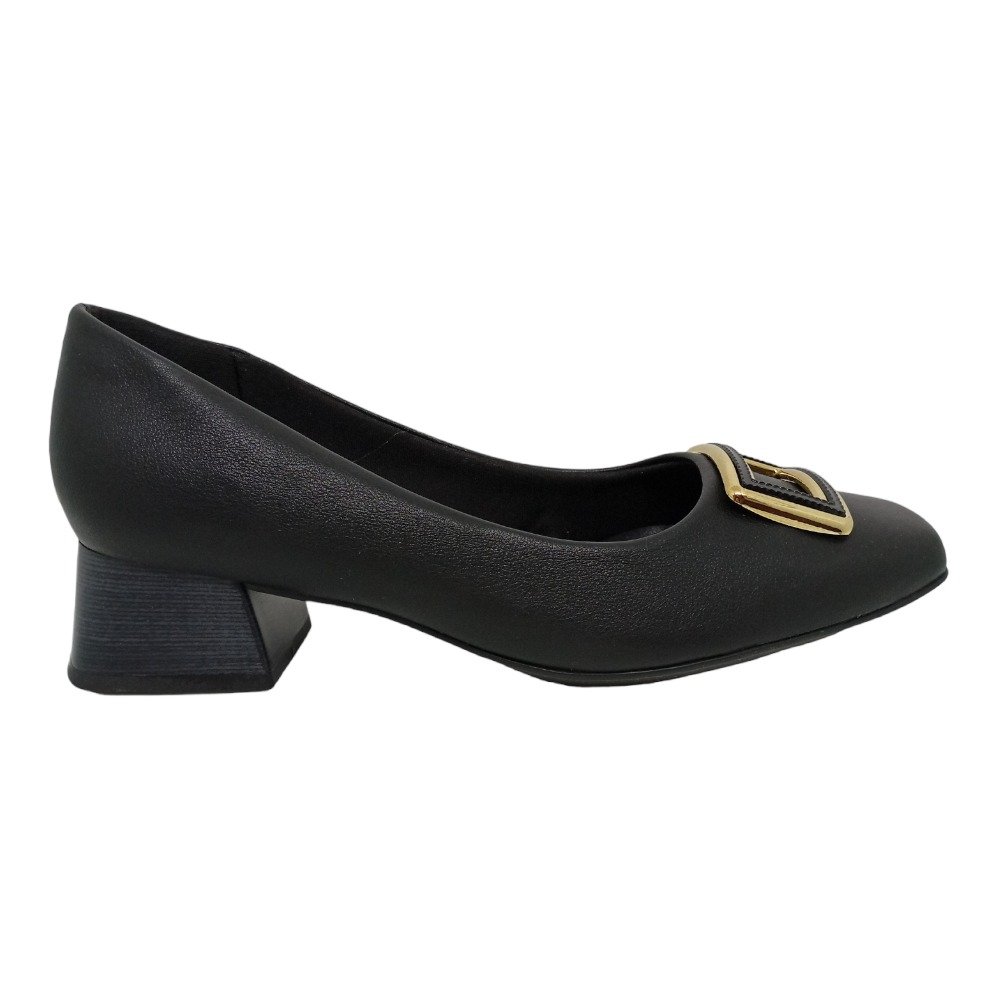 Sapato Salto Grosso Piccadilly 160074 - Preto Preto 2