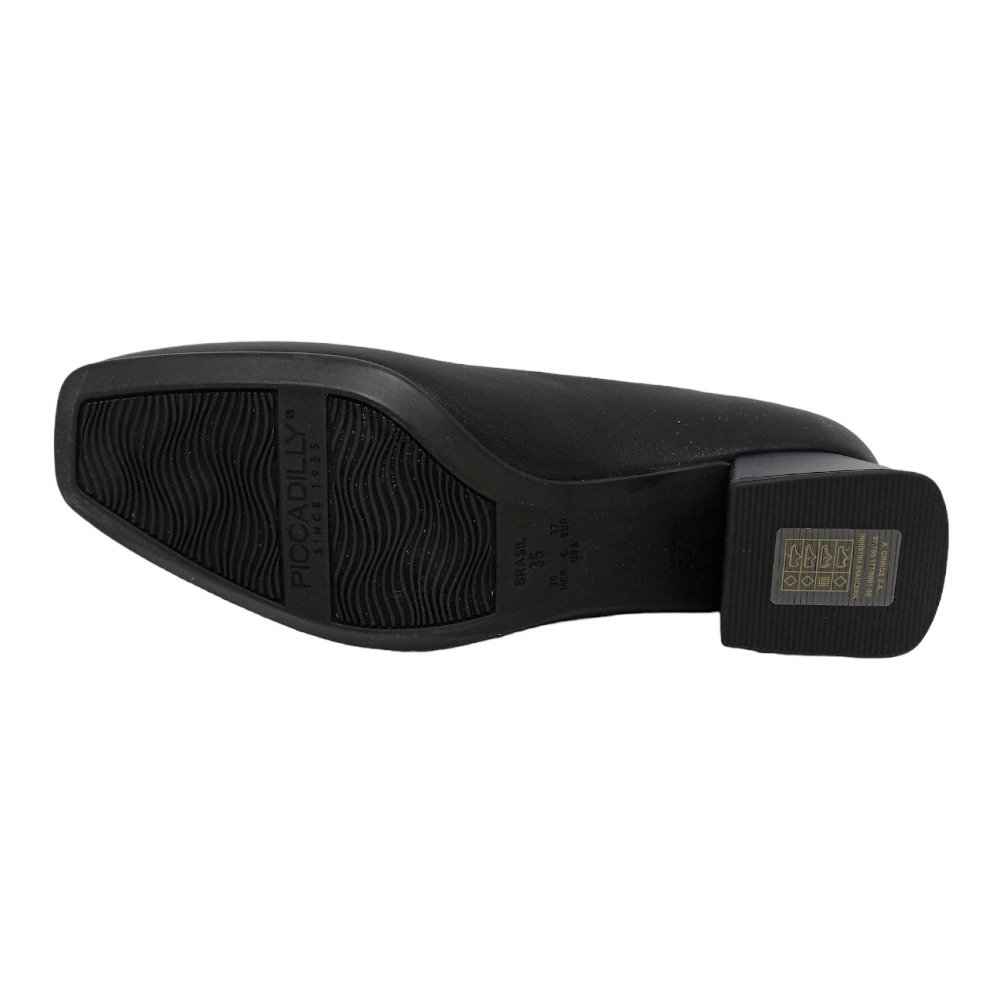 Sapato Salto Grosso Piccadilly 160074 - Preto Preto 5