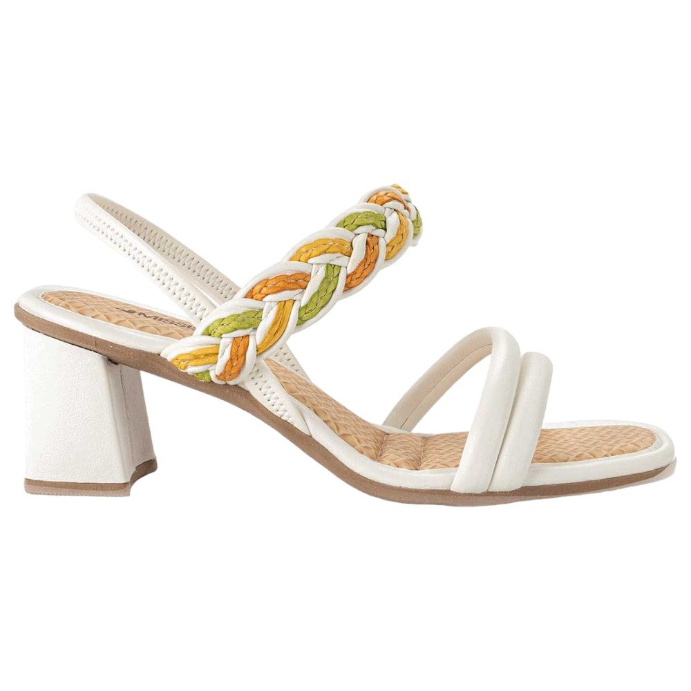 Sandália Salto Grosso Mississipi Q8291 Branca Branco 2