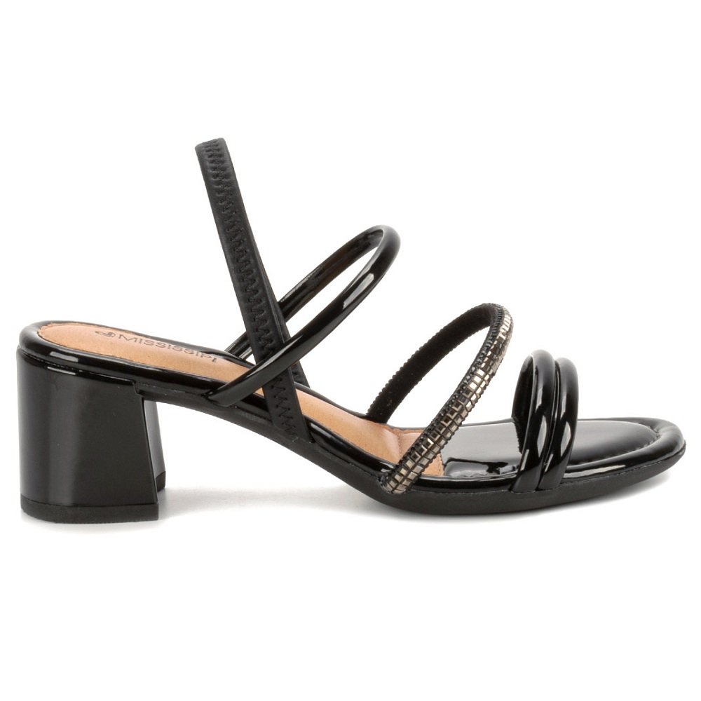 Sandália Salto Mississipi Q9762 Feminina - Preta Preto 2