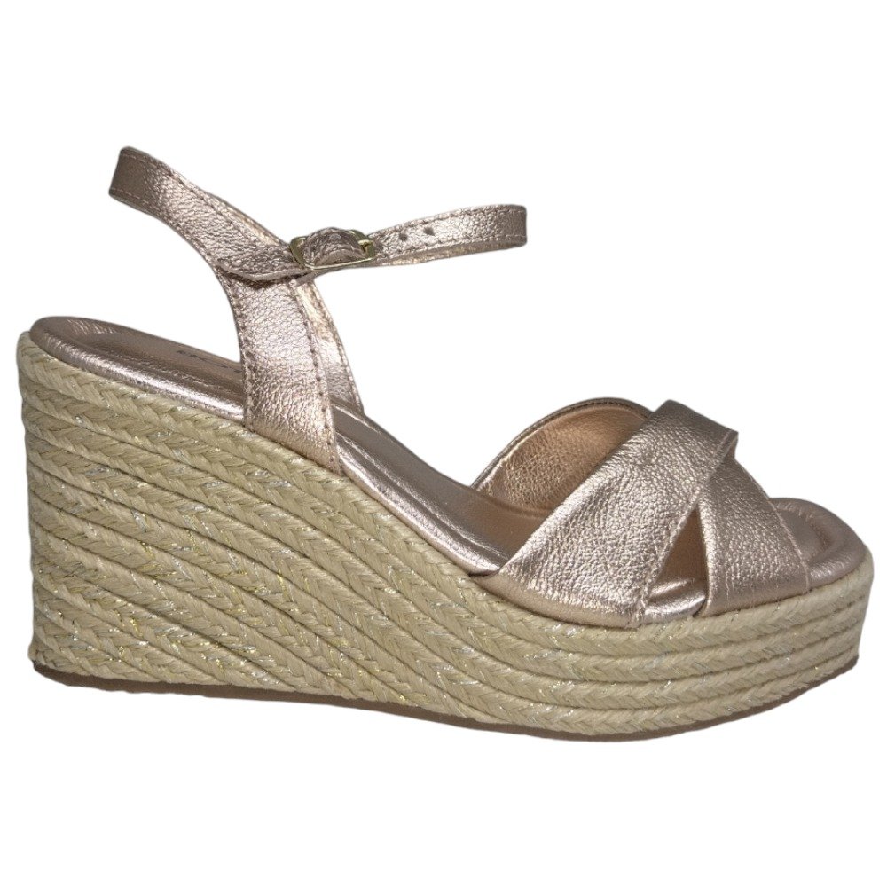 Sandalia Anabela Metalizado Bottero 357601 Feminina - Ouro Rosa Rosa 2