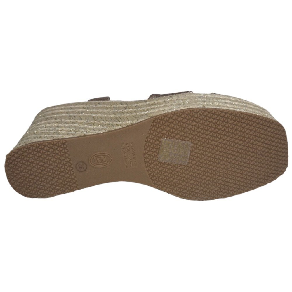 Sandalia Anabela Metalizado Bottero 357601 Feminina - Ouro Rosa Rosa 5