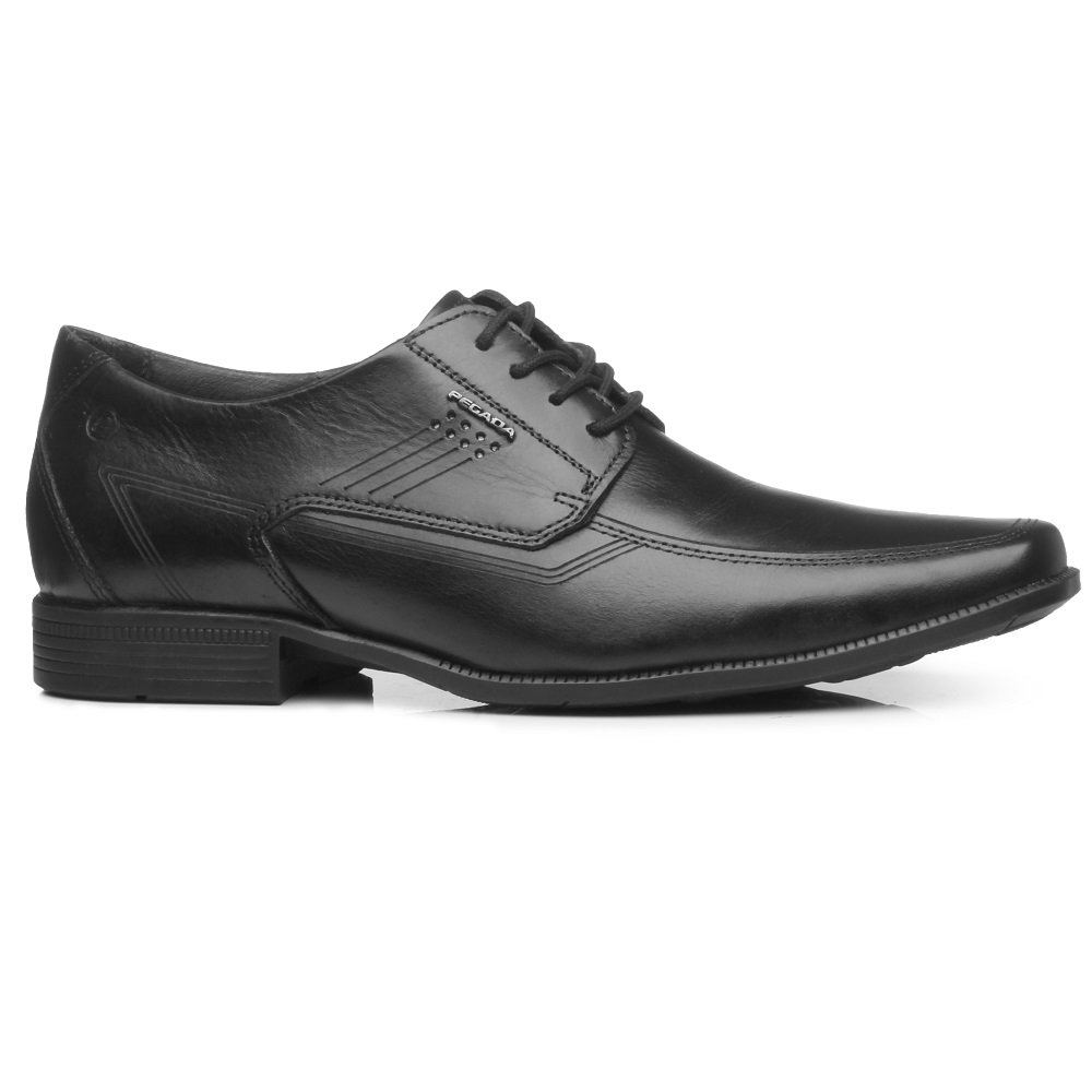 Sapato Social Com Cadarço Pegada 126502 Masculino - Preto Preto 1