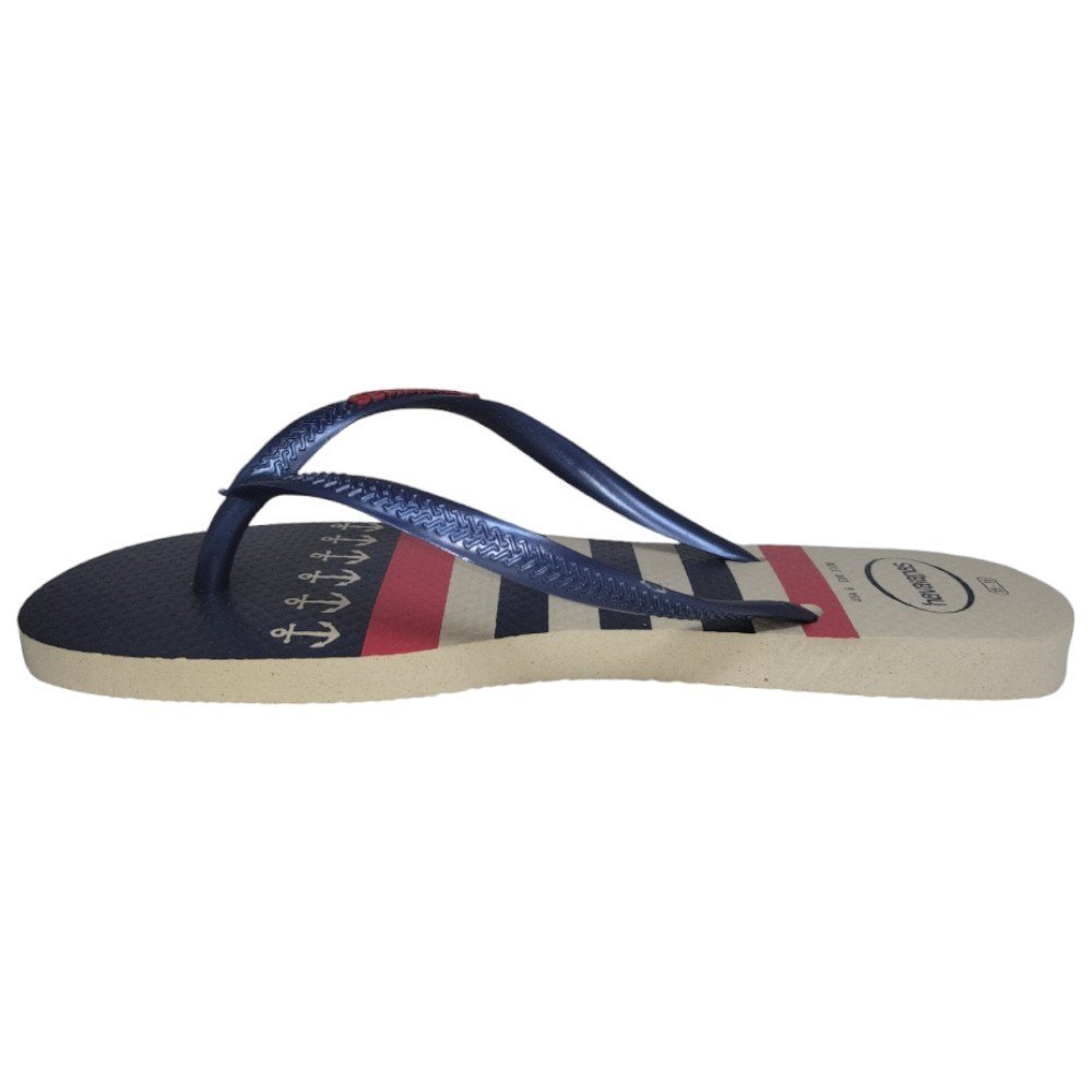Chinelo Havaianas Slim Nautical Feminino - Bege/Marinho Azul 4
