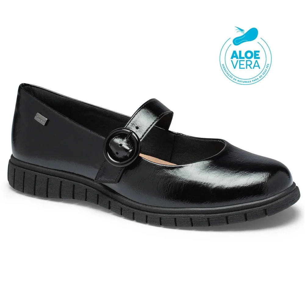 Sapato Salto Baixo Campesi L9823 Feminino - Preto Preto 2