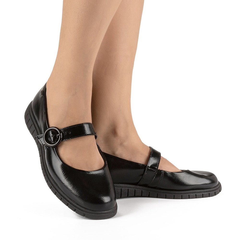 Sapato Salto Baixo Campesi L9823 Feminino - Preto Preto 9