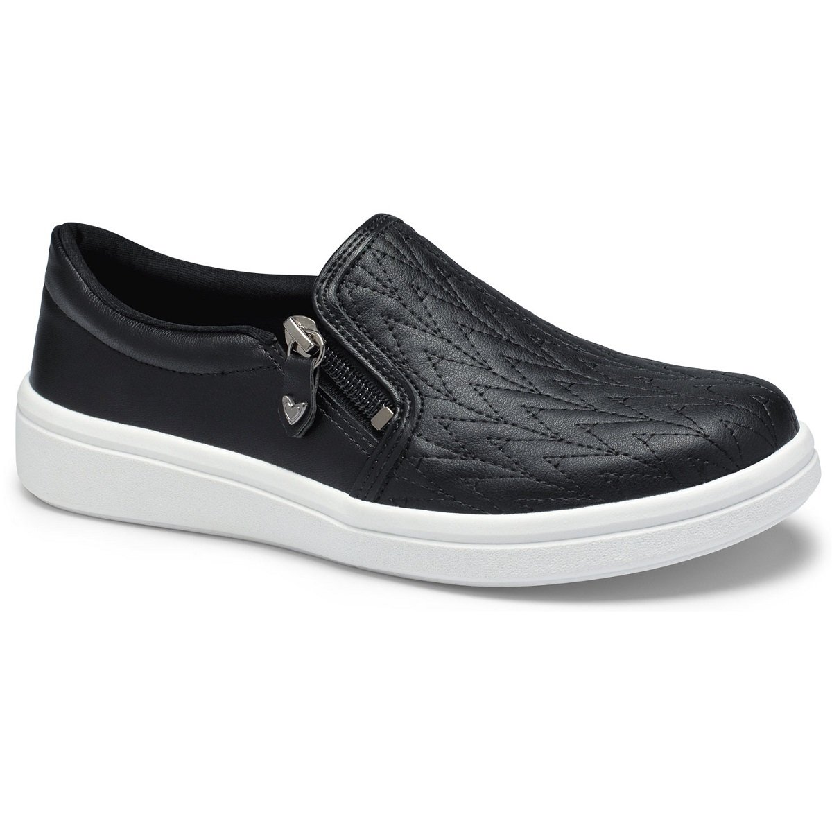 Tênis Casual Slip On Mississipi MI812 Feminino - Preto/Branco Preto 1