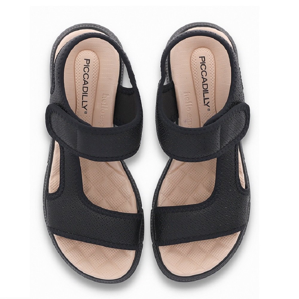 Sandália Papete Esporão Piccadilly Wide Fit 571004 Feminina - Preto Preto 3