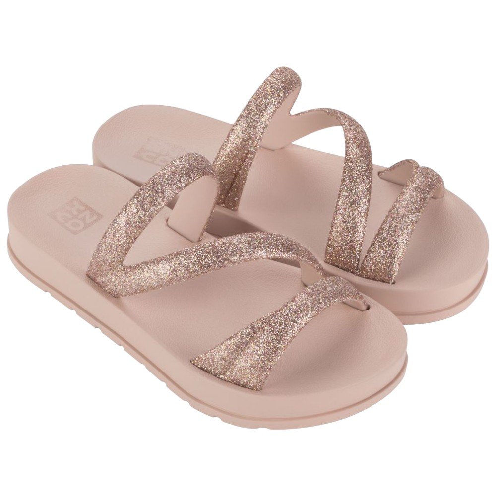 Tamanco Zaxy Glitter Infantil Grendene 19008 Bege Claro 1