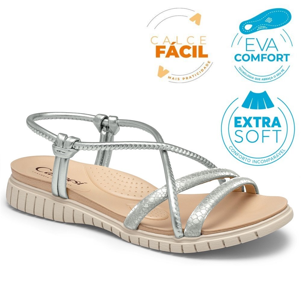 Sandália Rasteira Campesi CP205 Feminina - Prata Prata 2