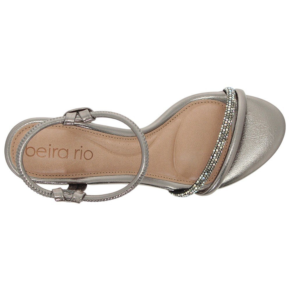 Sandália Salto Grosso Feminina Beira Rio 8246.1205 Prata 5