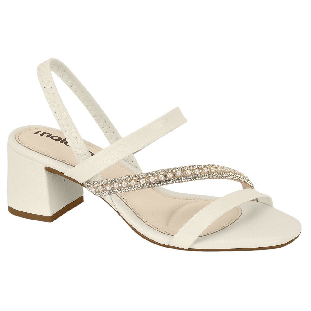 Sandália Feminina Salto Grosso Moleca 5496.102 Branco 1