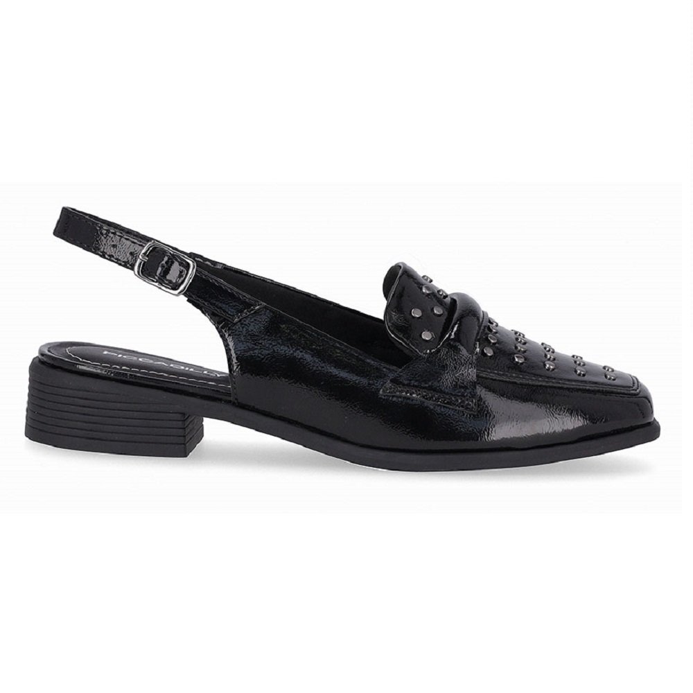 Sapato Slingback Salto Baixo Piccadilly 662003 Feminino - Preto Preto 1