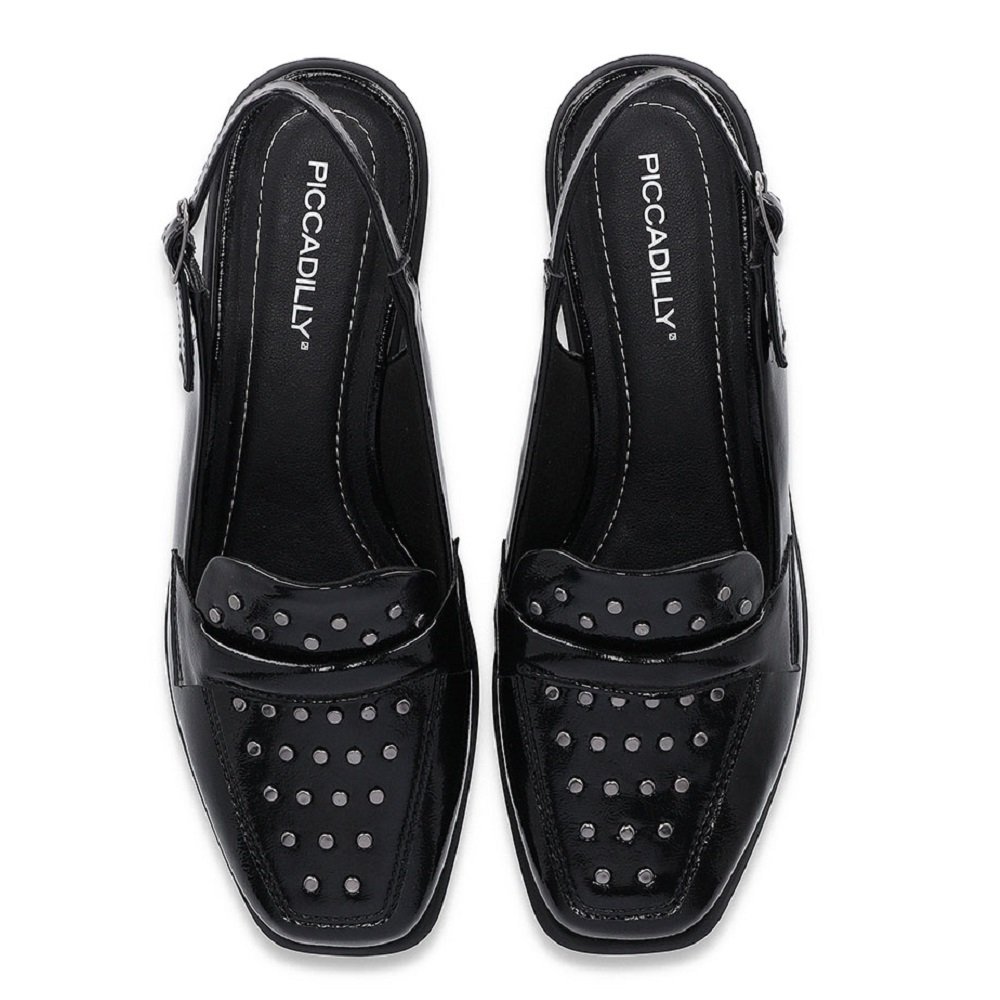 Sapato Slingback Salto Baixo Piccadilly 662003 Feminino - Preto Preto 4
