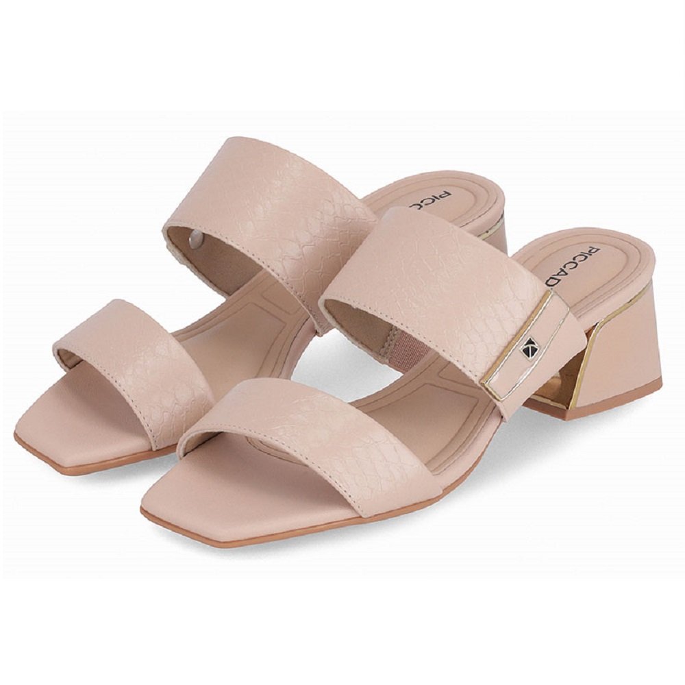 Tamanco Salto Grosso Piccadilly 543081 Feminino - Nude Bege 3